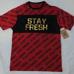 Men's Stay Fresh Fashion T-Shirt, Brooklyn Laundry, M & L, Gold Foil Letters NWT